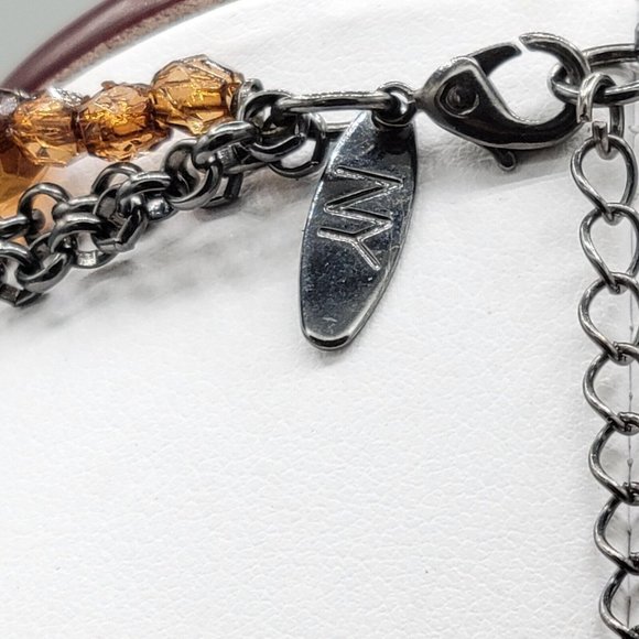 New York Co Signed Womens Brown Beads Multi Strand Necklace Gunmetal Tone 18 in - Picture 8 of 9